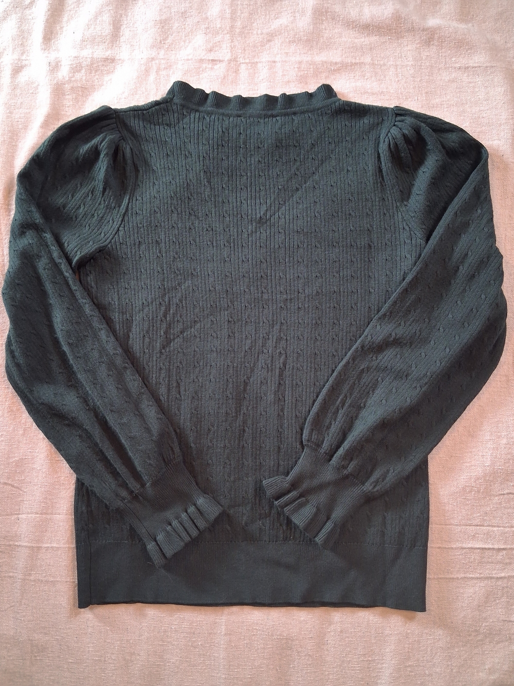 Adrianna Papell Dark Green Puff Sleeve Crewneck Sweater Women's Size Medium - Picture 5 of 7